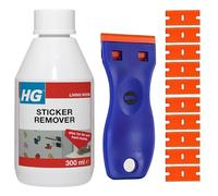 Hg Sticky Stuff Remover Liquid 300ml - With Multi-Surface Cleaning Tool & 10 Spare Replacements - Ideal for Label remover, Tar, Chewing Gum remover, sticker remover, Adhesive remover and Glue Remover