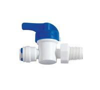 HG TECHNO SERVICES RO Ball Valve, 3/8" Tube x 1/4" Thread, White Plastic, Manual On-Off Control