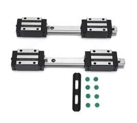 HG15 Linear Guide Rail 2Pcs & 4Pcs Slide Block Set | High Accuracy 2 - Wire Error | Interchangeable Silver Rail Block | for CNC Machines / 3D Printers/Automation (HG15-200MM)