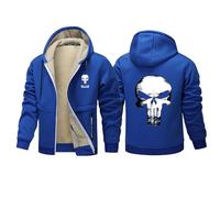 HGABSCKC Mens Tracksuit Pun.ish-er, Thick Warm Fleece Winter Sweatshirt with Hood, Windproof Zip Up Weatshirt, for Hiking Travelling(Blue,S)
