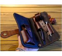 HGAYUBDV Leather Portable Small Pipe Bag, Smoking Pipe Accessories Organizer, Travel Pipes Storage Case Multifunctional Tool Kit Leather Retro Bag Pouch Tobacco Pipe Brown.