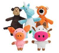 HGB 5 Pack Squeaky Dog Toys, Tough Stuffed Puppy Chew Toys Plush Assortment Bundle for Small Medium Large Dogs to Keep Them Busy & Daily Companionship