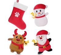 HGB Chritsmas Dog Toys 4 Pack,Squeaky Dog Toys for Small Medium Dogs with Dog Stocking,Interactive Stuffed Dog Toys to Keep Them Busy,Plush Pupppy Toys for Teething,Pet Toys for Enrichment & Boredom