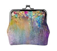Hgbbdyyjj Abstract Purple Weeping Flower Personalised Unisex Printed Coin Purse - Premium Microfibre Leather Wallet With Snap Closure