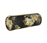 Hgbbdyyjj Abstract World Globe Personalised Printed Multi-Functional Large Capacity Round Leather Stationery Storage Bag
