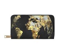 Hgbbdyyjj Abstract World Globe Premium Long Wallet for Men and Women - Zip Wallet in Pu Leather with 12 Card Slots and Coin Pocket