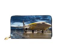 Hgbbdyyjj Airplane in The Evening Light Premium Long Wallet for Men and Women - Zip Wallet in Pu Leather with 12 Card Slots and Coin Pocket