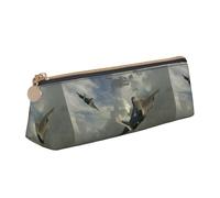 Hgbbdyyjj Airplane Personalised Printed Multi-Functional Large Capacity Triangular Leather Stationery Storage Bag