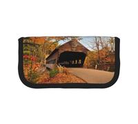 Hgbbdyyjj Albany Covered Bridge Extra Large Canvas Pencil Case - Dual Zipper Makeup & Stationery Organizer Bag