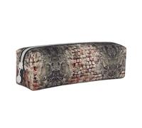 Hgbbdyyjj Ancient Worn Brick Wall Crossgrain PVC Leather Pencil Case - Printed Zipper Organizer for Pens & Small Items