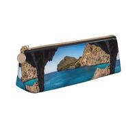 Hgbbdyyjj Arch in Mallorca Spain Personalised Printed Multi-Functional Large Capacity Triangular Leather Stationery Storage Bag