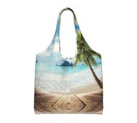 Hgbbdyyjj Beach Palm Tree Personalised Multi Scene Fashion Casual With Zipper Shopping Bag Tote Beach Bag Commuter Bags