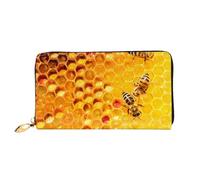 Hgbbdyyjj Bee On Honeycomb Premium Long Wallet For Men And Women - Zip Wallet In Pu Leather With 12 Card Slots And Coin Pocket