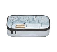 Hgbbdyyjj Birds in The Park On A Snowy Day Personalised Printed Large Capacity Compartment Multifunctional Stationery Pencil Case