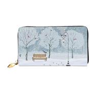 Hgbbdyyjj Birds in The Park On A Snowy Day Premium Long Wallet for Men and Women - Zip Wallet in Pu Leather with 12 Card Slots and Coin Pocket