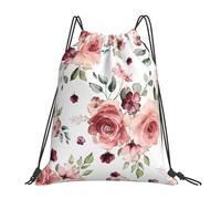 Hgbbdyyjj Blossoming Rose Flowers Drawstring Gym Backpack - Water-Resistant Lightweight Sack For Sports & Travel