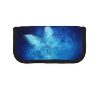 Hgbbdyyjj Blue Starry Butterfly Galaxy Extra Large Canvas Pencil Case - Dual Zipper Makeup & Stationery Organizer Bag