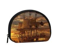 Hgbbdyyjj Boat At Dusk Mini Shell Coin Purse - Compact Zippered Wallet For Coins, Keys & Small Items