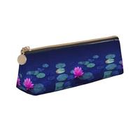 Hgbbdyyjj Bright Lotus Personalised Printed Multi-Functional Large Capacity Triangular Leather Stationery Storage Bag