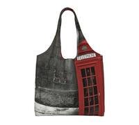 Hgbbdyyjj British Phone Booth Personalised Multi Scene Fashion Casual With Zipper Shopping Bag Tote Beach Bag Commuter Bags