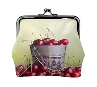 Hgbbdyyjj Bucket With Full Of Cherries Personalised Unisex Printed Coin Purse - Premium Microfibre Leather Wallet With Snap Closure