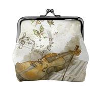 Hgbbdyyjj Butterfly And Cello Personalised Unisex Printed Coin Purse - Premium Microfibre Leather Wallet With Snap Closure