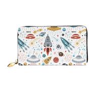 Hgbbdyyjj Cartoon Rockets Premium Long Wallet For Men And Women - Zip Wallet In Pu Leather With 12 Card Slots And Coin Pocket