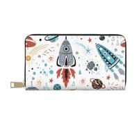 Hgbbdyyjj Cartoon Rockets Premium Long Wallet for Men and Women - Zip Wallet in Pu Leather with 12 Card Slots and Coin Pocket