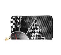 Hgbbdyyjj Checkered Flag Racing Premium Long Wallet For Men And Women - Zip Wallet In Pu Leather With 12 Card Slots And Coin Pocket