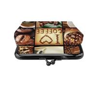 Hgbbdyyjj Coffee Collage Personalised Unisex Printed Coin Purse - Premium Microfibre Leather Wallet With Snap Closure