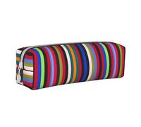 Hgbbdyyjj Colored Stripes Crossgrain PVC Leather Pencil Case - Printed Zipper Organizer for Pens & Small Items