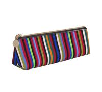 Hgbbdyyjj Colored Stripes Personalised Printed Multi-Functional Large Capacity Triangular Leather Stationery Storage Bag