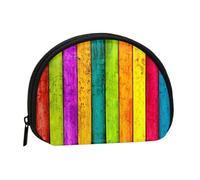 Hgbbdyyjj Colored Wooden Board Mini Shell Coin Purse - Compact Zippered Wallet For Coins, Keys & Small Items