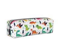 Hgbbdyyjj Colorful Dinosaurs Crossgrain PVC Leather Pencil Case - Printed Zipper Organizer for Pens & Small Items