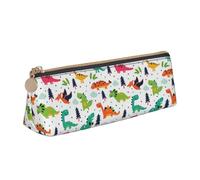 Hgbbdyyjj Colorful Dinosaurs Personalised Printed Multi-Functional Large Capacity Triangular Leather Stationery Storage Bag