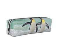 Hgbbdyyjj Cute Penguin Crossgrain PVC Leather Pencil Case - Printed Zipper Organizer for Pens & Small Items