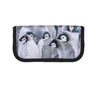 Hgbbdyyjj Cute Penguin Extra Large Canvas Pencil Case - Dual Zipper Makeup & Stationery Organizer Bag