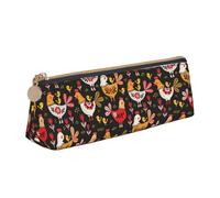 Hgbbdyyjj Cute Rooster Chickens Personalised Printed Multi-Functional Large Capacity Triangular Leather Stationery Storage Bag