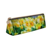 Hgbbdyyjj Daffodil Flower Personalised Printed Multi-Functional Large Capacity Triangular Leather Stationery Storage Bag