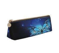 Hgbbdyyjj Dark Blue Butterflies Personalised Printed Multi-Functional Large Capacity Triangular Leather Stationery Storage Bag