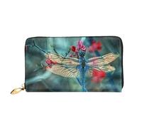 Hgbbdyyjj Dragonfly On The Flower Premium Long Wallet for Men and Women - Zip Wallet in Pu Leather with 12 Card Slots and Coin Pocket