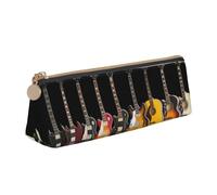 Hgbbdyyjj Electric Guitar Personalised Printed Multi-Functional Large Capacity Triangular Leather Stationery Storage Bag