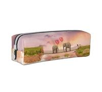 Hgbbdyyjj Elephant On A Bridge Crossgrain PVC Leather Pencil Case - Printed Zipper Organizer for Pens & Small Items