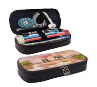 Hgbbdyyjj Elephant On A Bridgepersonalised Large Capacity Multifunctional Leather Flap Pencil Case Cosmetic Bag Soft and Stain Resistant