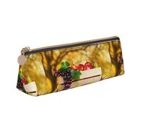 Hgbbdyyjj Fall Red Leaves and Fruits Personalised Printed Multi-Functional Large Capacity Triangular Leather Stationery Storage Bag
