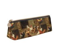 Hgbbdyyjj Farm Chickens Personalised Printed Multi-Functional Large Capacity Triangular Leather Stationery Storage Bag
