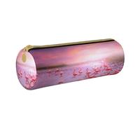 Hgbbdyyjj Flamingos Personalised Printed Multi-Functional Large Capacity Round Leather Stationery Storage Bag