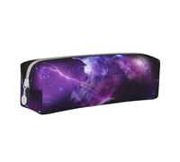 Hgbbdyyjj Galaxy Starry Space Purple Starry Crossgrain PVC Leather Pencil Case - Printed Zipper Organizer for Pens & Small Items