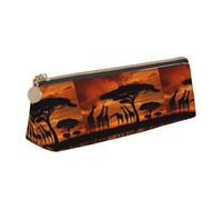 Hgbbdyyjj Giraffe Under The Tree in Africa Personalised Printed Multi-Functional Large Capacity Triangular Leather Stationery Storage Bag
