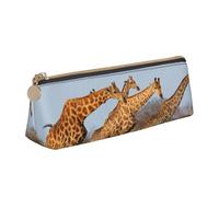 Hgbbdyyjj Giraffes Family Personalised Printed Multi-Functional Large Capacity Triangular Leather Stationery Storage Bag